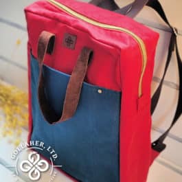 The Bohemian Backpack – Red and Dark Navy Waxed Canvas